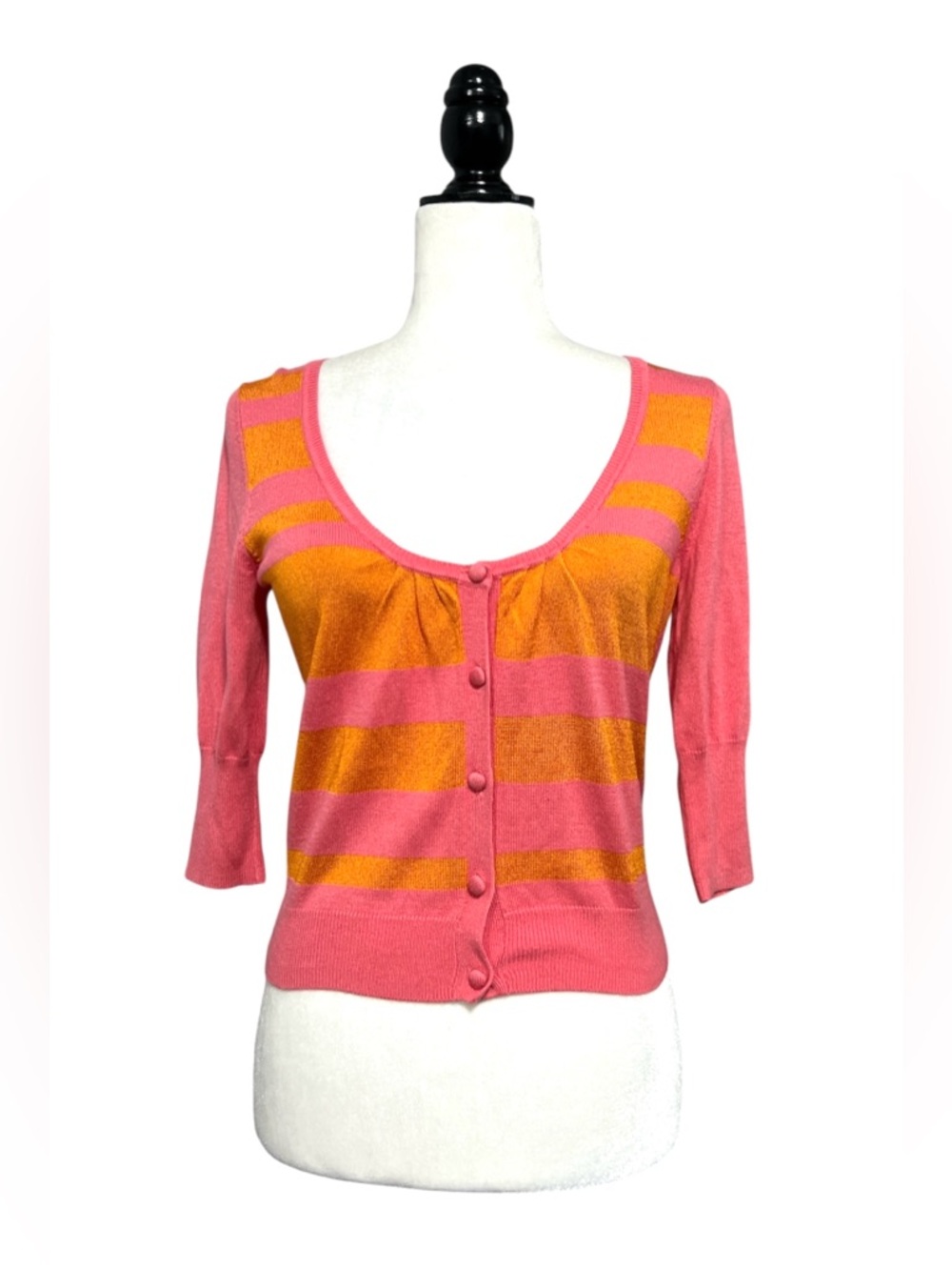 🆕 BAIA Pink / Orange Stripes Button Cardigan Sweater